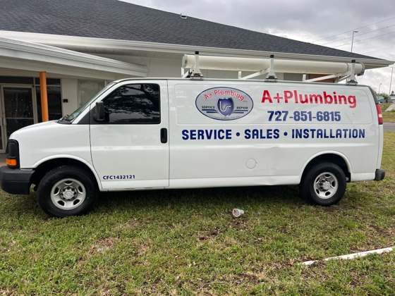 A Plus Plumbing service vehicle